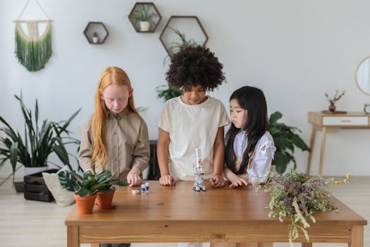 Children enjoying science experiments together