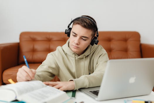 students listening to music while studying