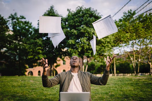 happy student celebrating success