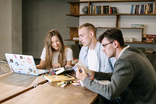 students working on a group project