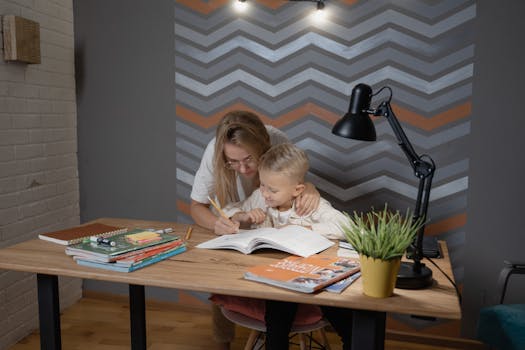 parent helping child with homework