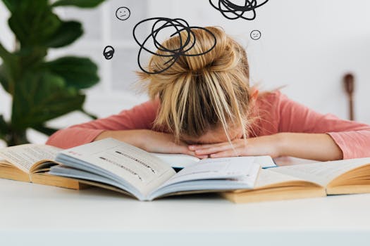 study area with books and flashcards