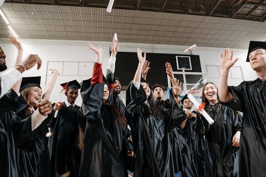 students celebrating academic success