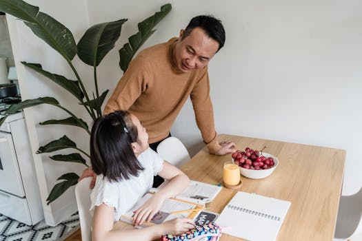 parent helping child with homework