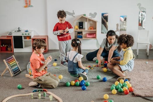 children playing educational games