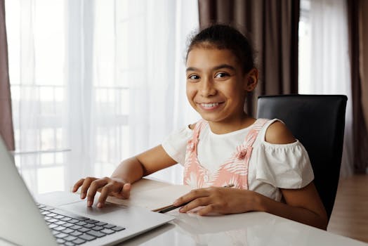 a child studying independently