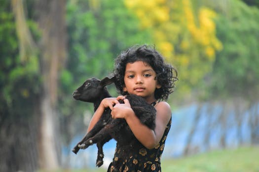 child exploring nature