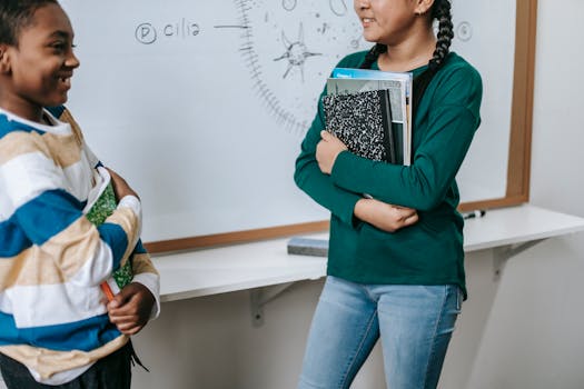 child presenting a project