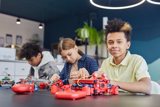 children working on a project together