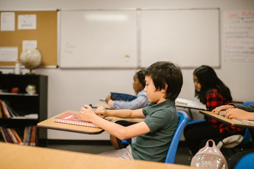 students using tablets in class