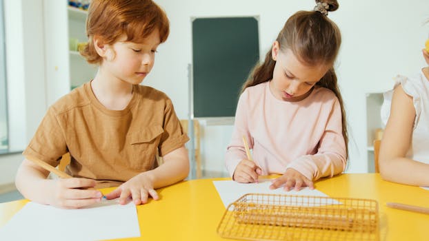 Kids studying together and having fun