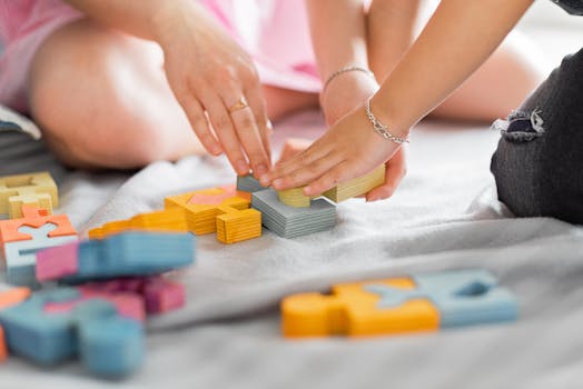 children playing with building blocks