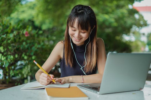 student with a planner