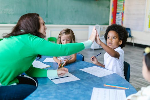 classroom with students and a teacher