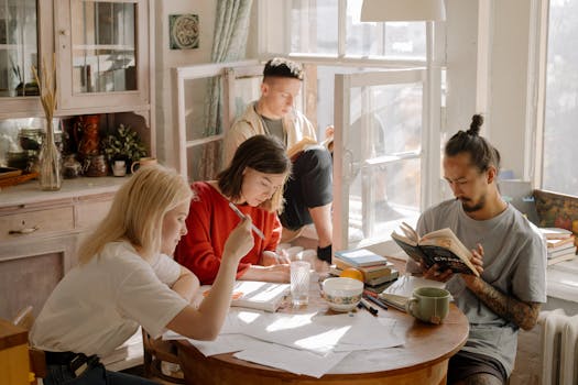 Students preparing for an exam