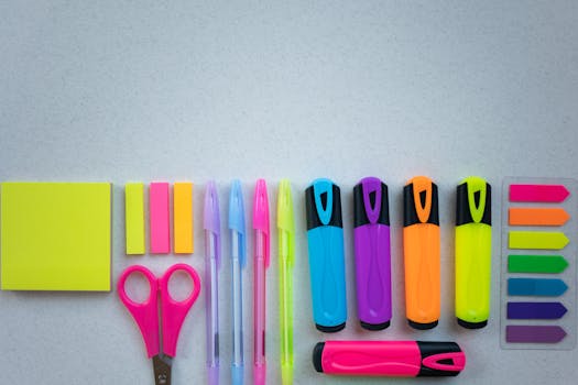 colorful study tools