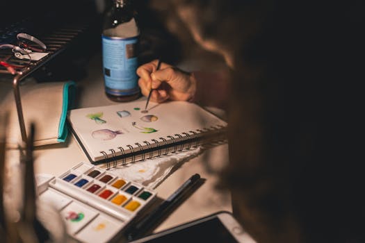 colorful study space setup